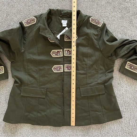 Chico's Beaded And Embellished Band Jacket Olive Size 4 - XXL - Picture 7 of 12